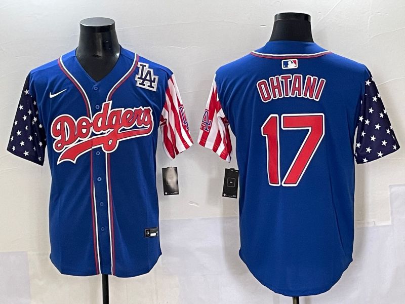 Men 2025 Los Angeles Dodgers #17 Ohtani Blue a generation of national flags Joint Name Nike MLB Jersey style 8